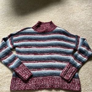 EUC Pink Rose striped cropped sweater XS oversized